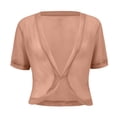 thumbnail image 5 of Conairie Cropped Cardigan for Women Shrug Chiffon Open Front Ruffle Sleeve Cropped Bolero for Evening Dressy Elegant Blouse Tops Open Front Cardigan Pink XXL, 5 of 6