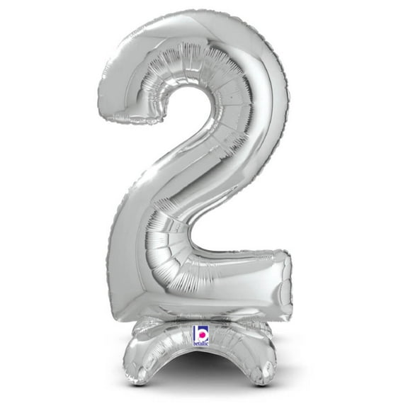 25 inch Standups Number 2 - Silver (Air-Fill Only) Foil Mylar Balloon - Party Supplies Decorations