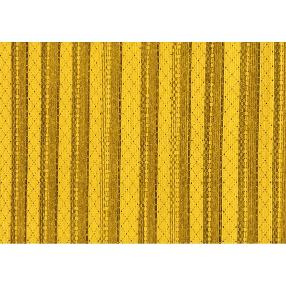Ahgly Company Machine Washable Indoor Rectangle Solid Yellow Modern Area Rugs, 7' x 9'