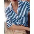 thumbnail image 4 of Women's Striped Button Down Collared Long Sleeve Shirt Blouse, 4 of 5