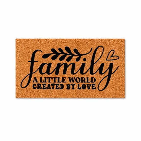 Family, A LITTLE WORLD CREATED BY LOVE - Brown Coir PVC Outdoor Doormat (24x36 inches) 7535