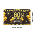 thumbnail image 2 of Black and Gold Glittery 60th Happy Birthday Banner Backdrop Background Party Decors Photo Props for Birthday Celebrations Party Supplies Events Decorations, 2 of 7