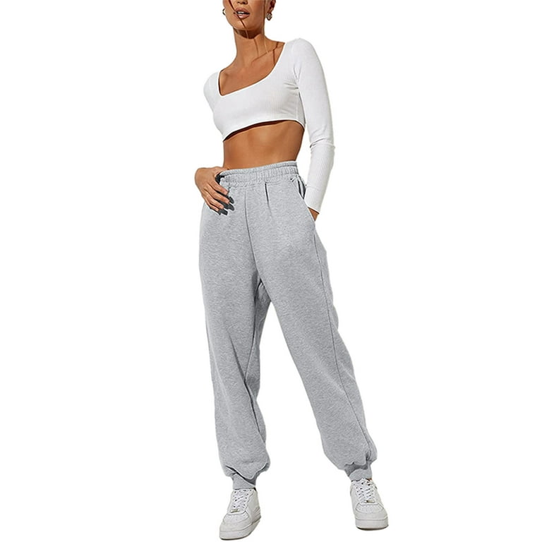 Women's Fleece Lined Sweatpants Slim-Fit Warm Comfy Sports Pants with  Pockets Athletic Running Workout Pants 
