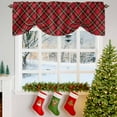 thumbnail image 3 of Red Green Black Plaid Tie Up Valances Curtain, Christmas Buffalo Checkered Adjustable Rod Pocket Short Window Treatment Tie Up Curtains Valances for Kitchen Living Room Bathroom 60x18 Inches, 3 of 9