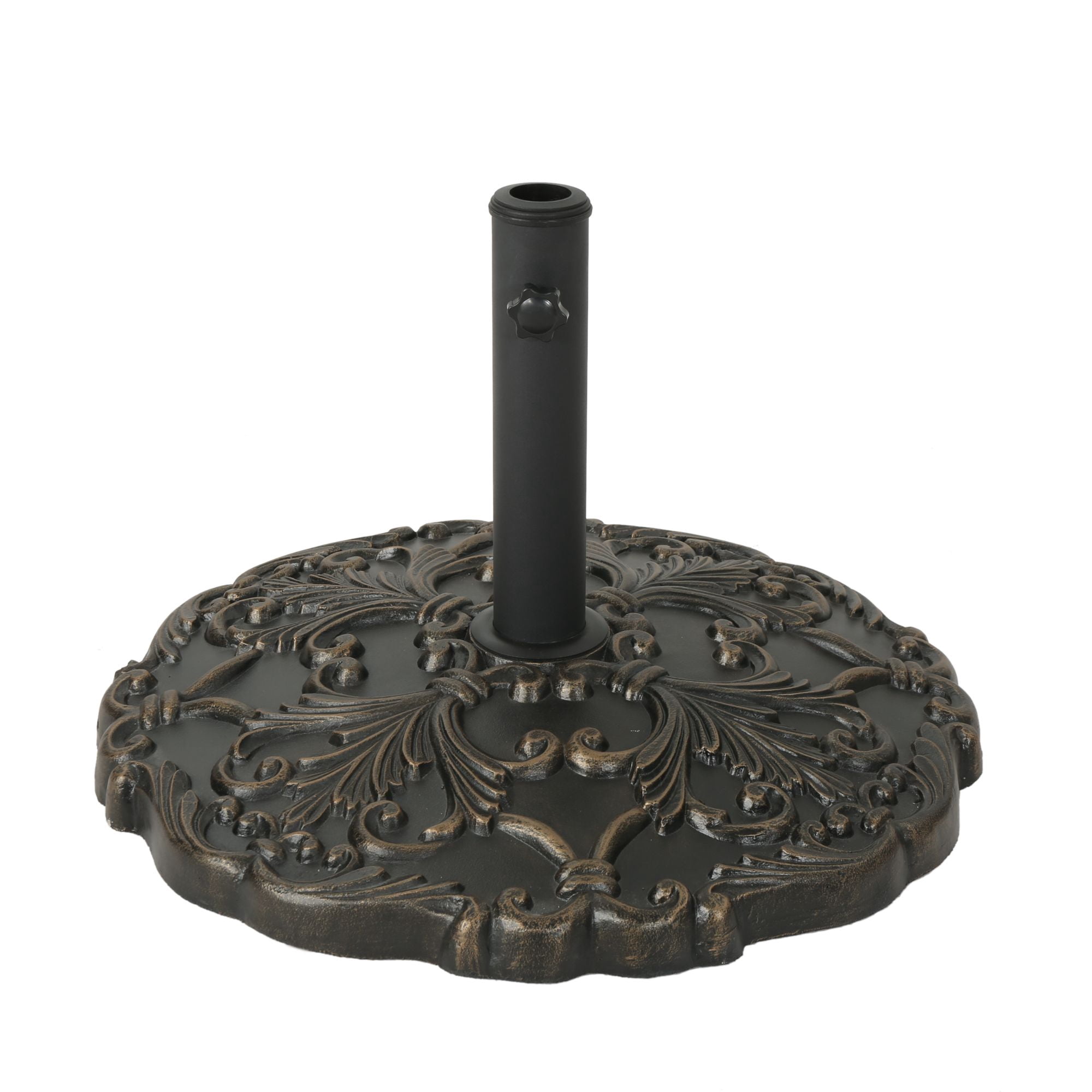 22.5" Polished Black and Bronze Contemporary Outdoor Patio Umbrella