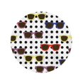 thumbnail image 2 of SIDONKU 60 inch Round Beach Towel Blanket Pattern Colorful Sunglasses Black and White Polka Dots Retro Travel Circle Circular Towels Mat Tapestry Beach Throw, 2 of 2