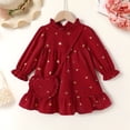 thumbnail image 4 of Younger Tree Toddler Girls Dresses Kid Fall Winter Long Sleeve Crew Neck Dresss Clothes with Bag for 4-5T, 4 of 8