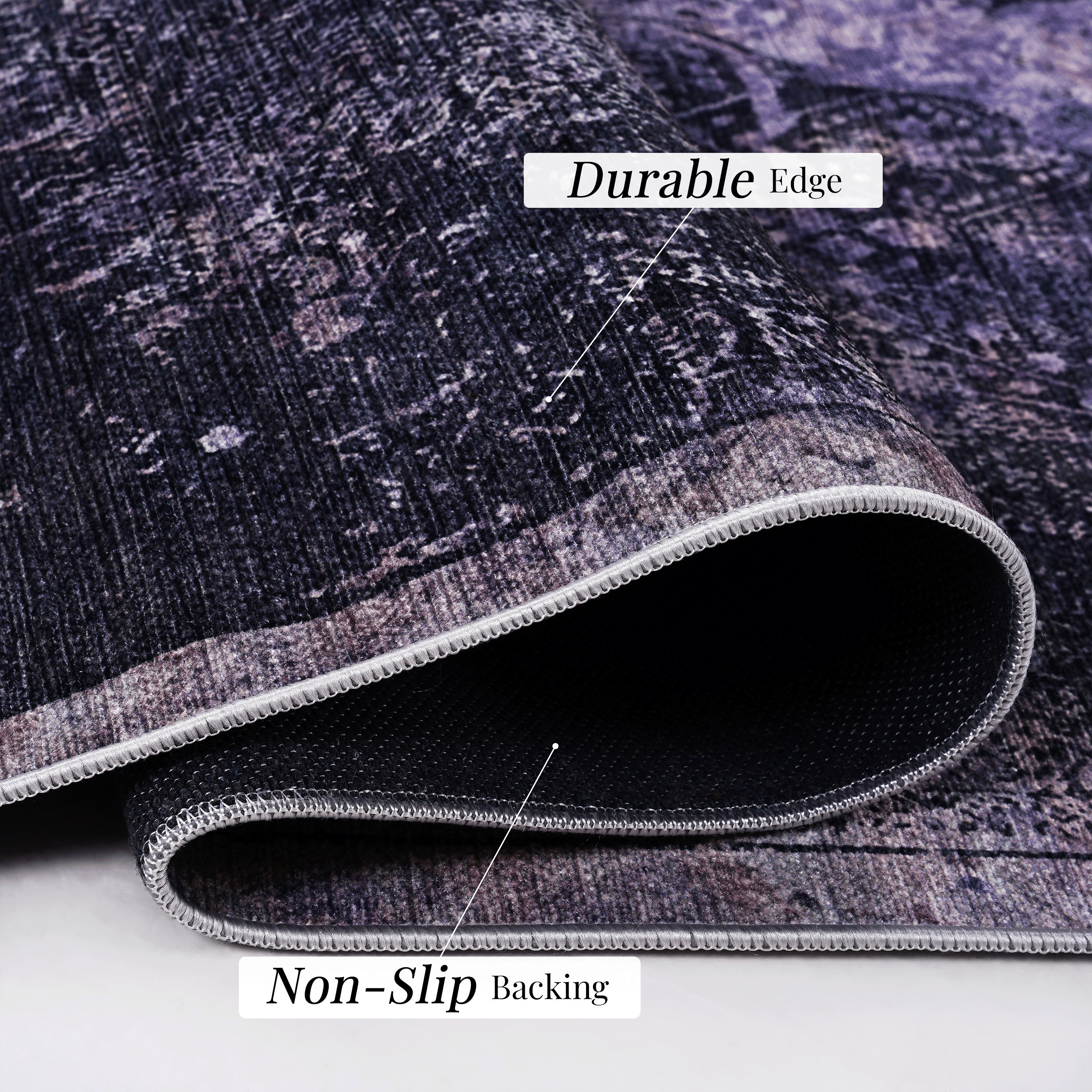 Naar Maval 4X6 Area Rug, Anthracite Oriental, Machine Washable Rugs for Living Room, Non-Slip, Non-Shedding and Foldable Rugs