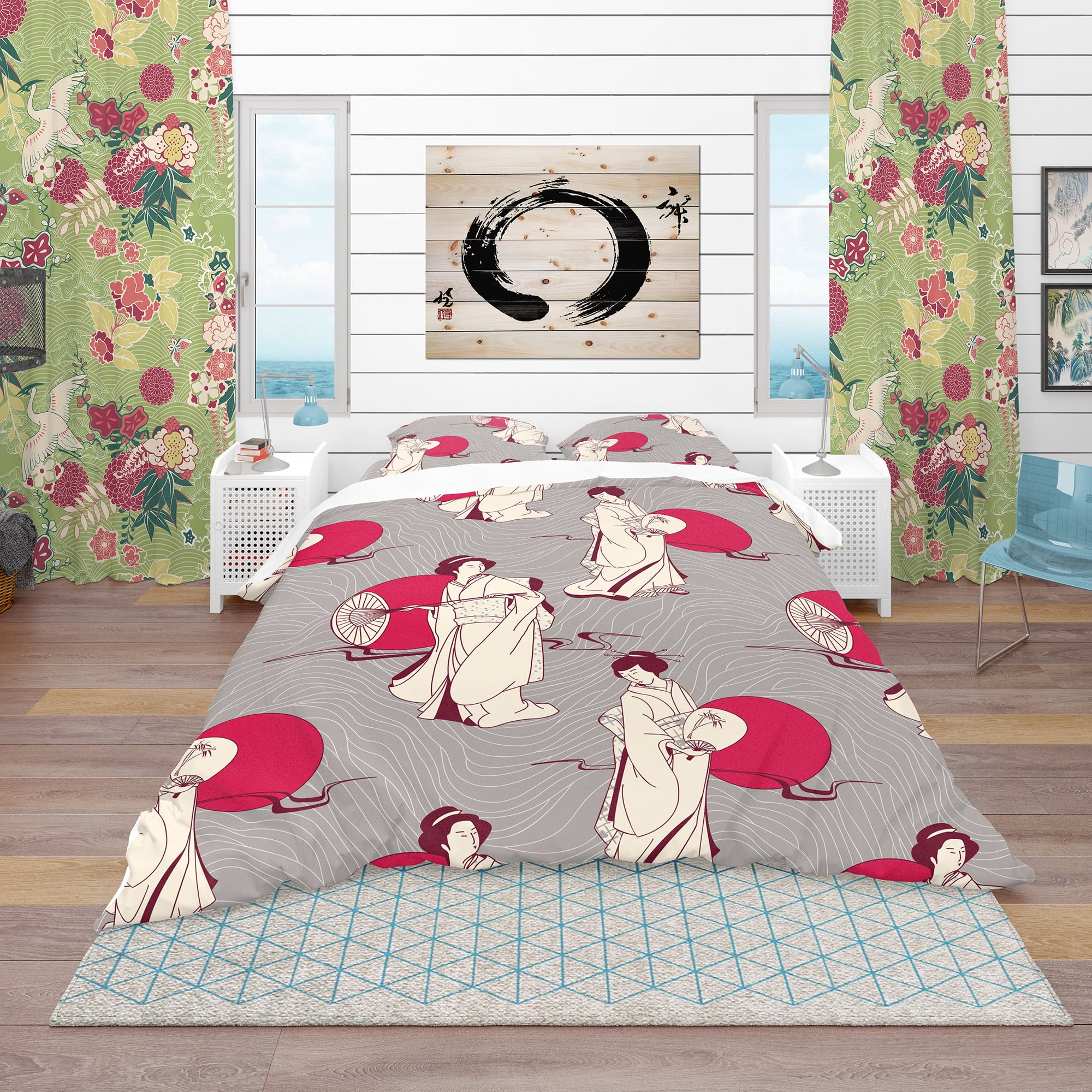 Designart 'Traditional Japanese Geisha' Oriental Duvet Cover Set