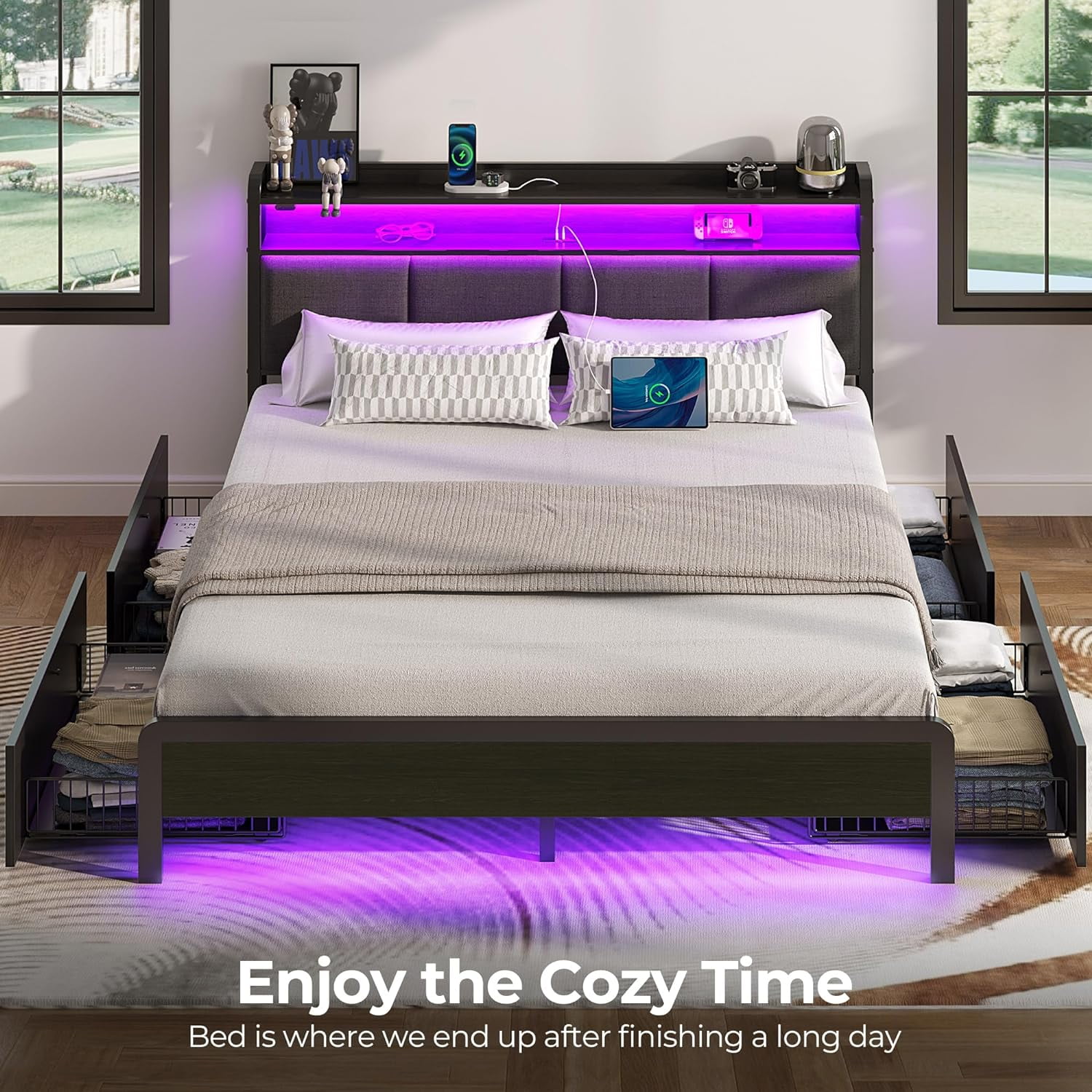 45MinST 3600 Lb Heavy Duty Queen Bed Frame - 14" High Steel Platform, No Box Spring Needed
