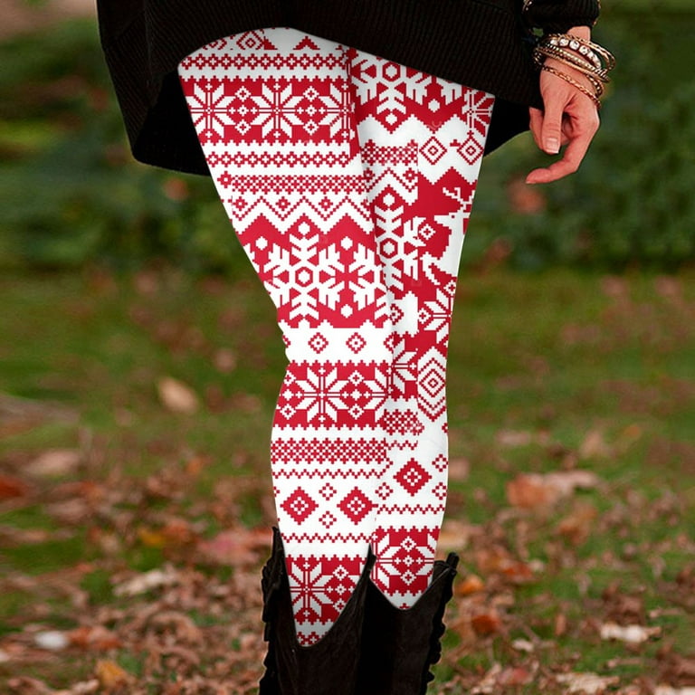 Women's Christmas Leggings High Waisted Workout Pants Tummy Control Santa  Claus Print Gym Legging Tights