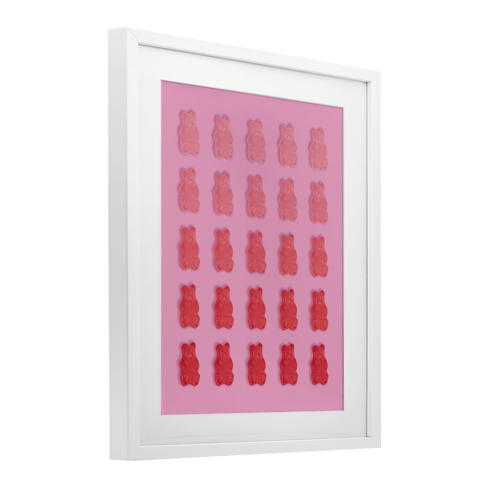 Stupell Industries Pink & Red Bear Gradient White Framed Print Under Glass, design by LISH Creative