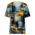 thumbnail image 4 of Aloohaidyvio T Shirts for Women Plus Size,Womens Fashion Casual Plus Size Scenic Flowers Printing V-Neck T-Shirt Tops, 4 of 5