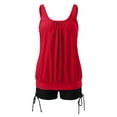 thumbnail image 4 of SKSloeg Two Piece Swimsuit for Women Plus Size Tankini Bathing Suits Tummy Control Two Piece Swimsuits Blouson Modest Swim Tank Top with Boy Shorts Red 5XL, 4 of 5