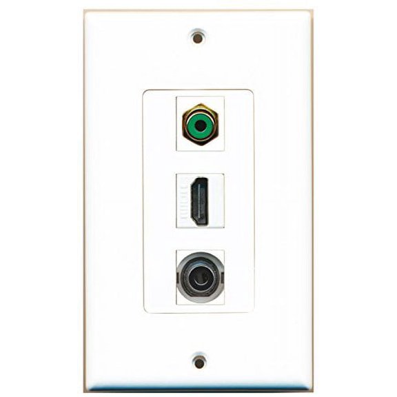 RiteAV - 1 Port HDMI and 1 Port RCA Green and 1 Port 3.5mm Decorative Wall Plate