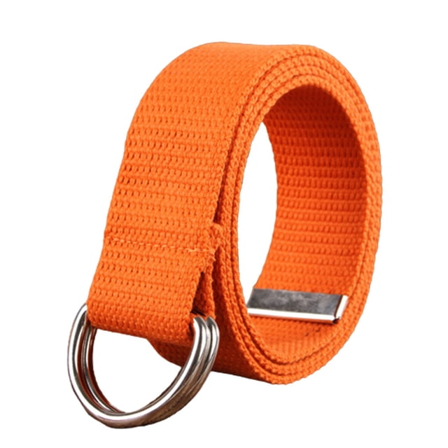 Canvas Metal Waist Belt Replacement Unfading Exquisite Easy Ring Trimmable Adjustable Matching Anti-rust Dual Ring Adjustable Jeans Shorts Belts Orange