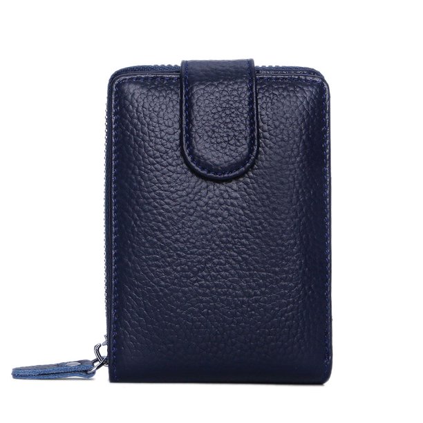 Guardurnaity Cartera de órgano de cuero para hombre y mujer, bloqueo de identificación, tarjeta de crédito, RFID, bloqueo de identificación, Envolturas para manijas de equipaje azul