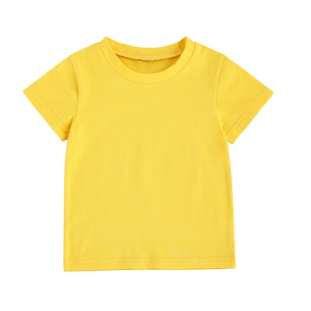T-shirt en Coton Uni pour Enfants, Haut Unisexe à Manches Courtes et Col Rond, Article Simple et Classique pour l'Été