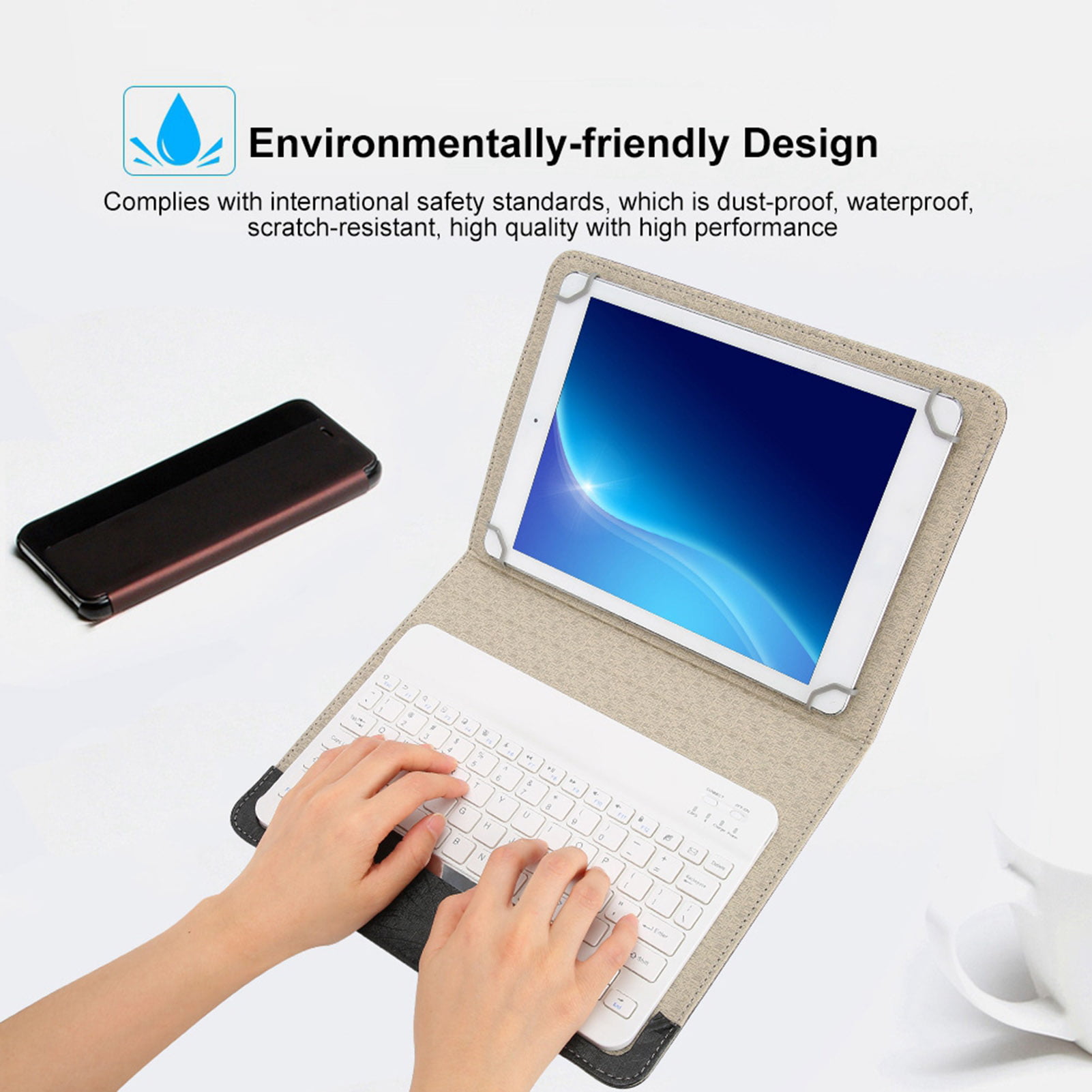 Tablet Bluetooth Keyboard & Case Universal for All 9.7 inch-10.1 inch Tablets for ipad 2.3.5.6/for ipad 2017/for ipad 2018/for ipad air PU Protective Cover Bluetooth Keyboard 