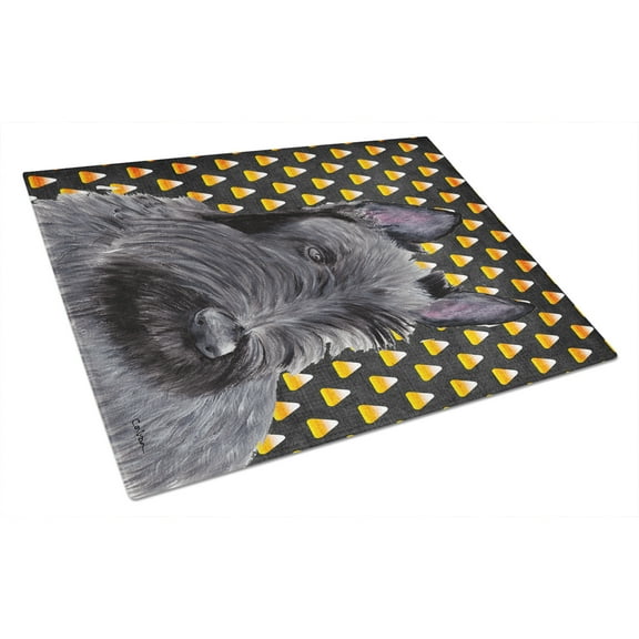 Caroline's Treasures Scottish Terrier Candy Corn Halloween Portrait Glass Cutting Board Large