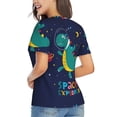 thumbnail image 3 of Vsdgher Dinosau Space Explorer Women Shirts V Neck Short Sleeve Tops T-Shirt Basic Tees, S to 3XLMedium, 3 of 5