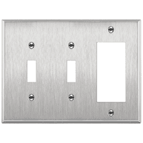 ENERLITES Combination Toggle Light Decorator Switch Metal Wall Plate, Corrosive Resistant, Size 3-Gang, 430 Gauge Alloy, 771231, Stainless Steel, Silver