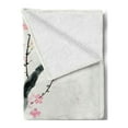 thumbnail image 2 of Dragonfly Soft Flannel Fleece Throw Blanket, Branch of a Pink Cherry Blossom Sakura Tree Bud a Dragonfly Dramatic, Cozy Plush for Indoor and Outdoor Use, 60" x 80", Pale Sage Green Pink, by Ambesonne, 2 of 5