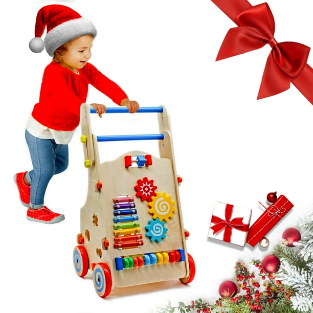 Natural Wooden Baby Walker Cart Toddler Toys for Boys and Girls