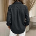 thumbnail image 5 of Danhjin Women's Button Down Denim Shirt Collared Casual Long Sleeve Shirts Tops on Clearance, 5 of 6