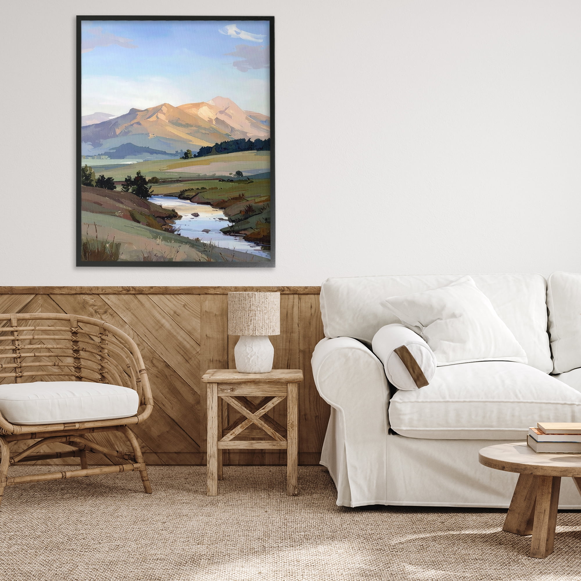 Stupell Industries Across The Valley River Black Framed Giclee Art, design by Alonza Saunders