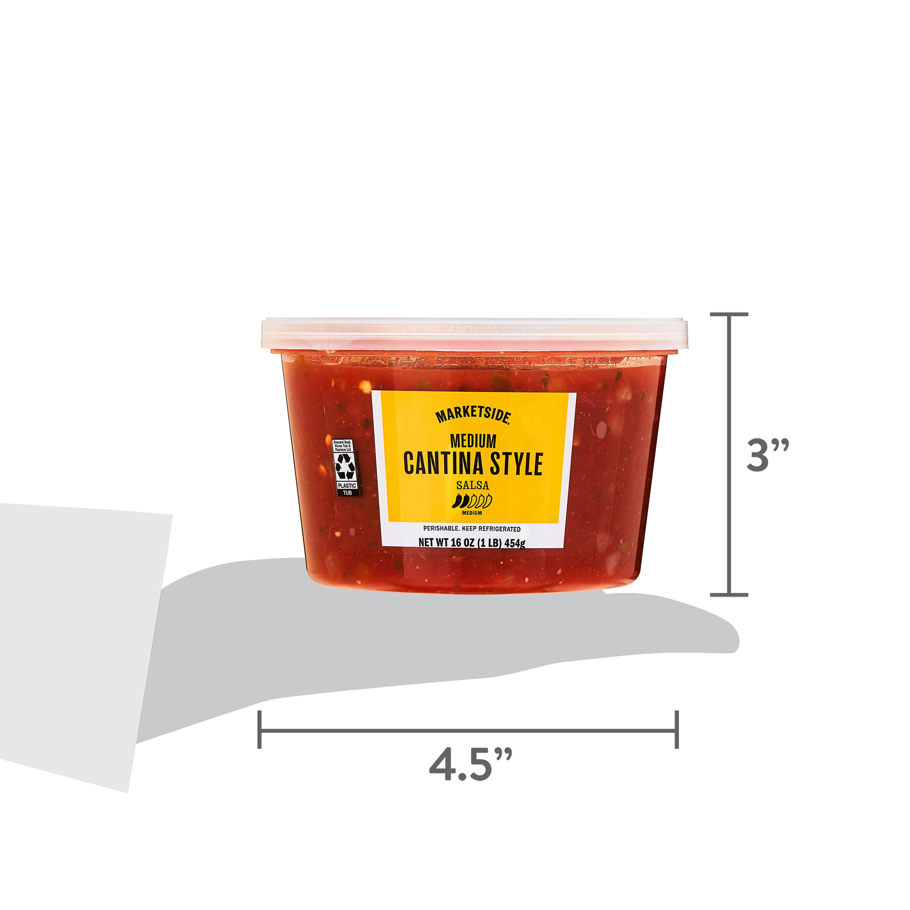 Marketside Medium Cantina Style Salsa, 16 oz, Gluten-Free, Refrigerated, Recyclable Plastic Tub
