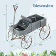 thumbnail image 2 of Wooden Wagon Planter, Decorative Flower Pots w/ 2 Planting Sections, Wheels & Handle, Rustic Farmhouse Garden Planter Box for Patio, Yard, Porch, 2 of 7