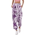 thumbnail image 1 of Gibobby Pantalones deportivos para mujer Pantalones de chándal con estampado inferior para mujer, bolsillos, cintura alta, deportivos, gimnasio, ajuste atlético(Morado,M), 1 of 4