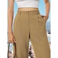 thumbnail image 3 of Womens Casual Wide Leg Pants High Waisted Button Down Straight Long Trousers Palazzo Pants Slacks with Pockets S-3XL, 3 of 8