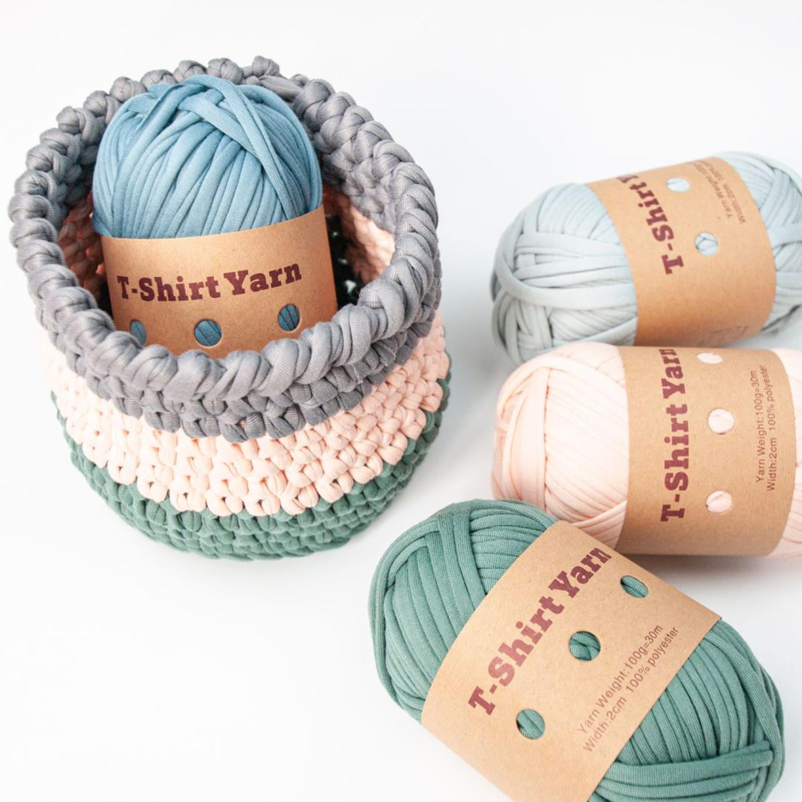 6x T Shirt Yarn Bag Making Supplies Easy to Wash Hand Knitting Knitting Yarn Weaving Thread Yarn for Baskets Pillow Rug Making Hats Sweaters Style C
