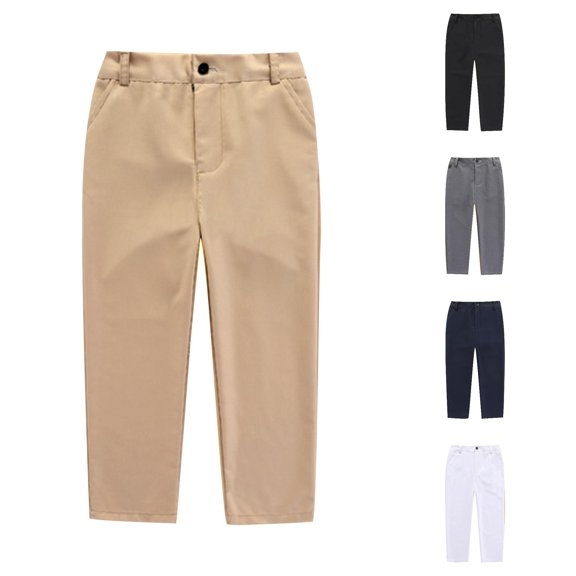 LIIPEE Boys Flat Front Dress Pants Fashion Rigid Waist Straight Leg Formal Casual Trousers Kids Comfortable Breathable Versatile School Daily Bottoms,15-16 Years
