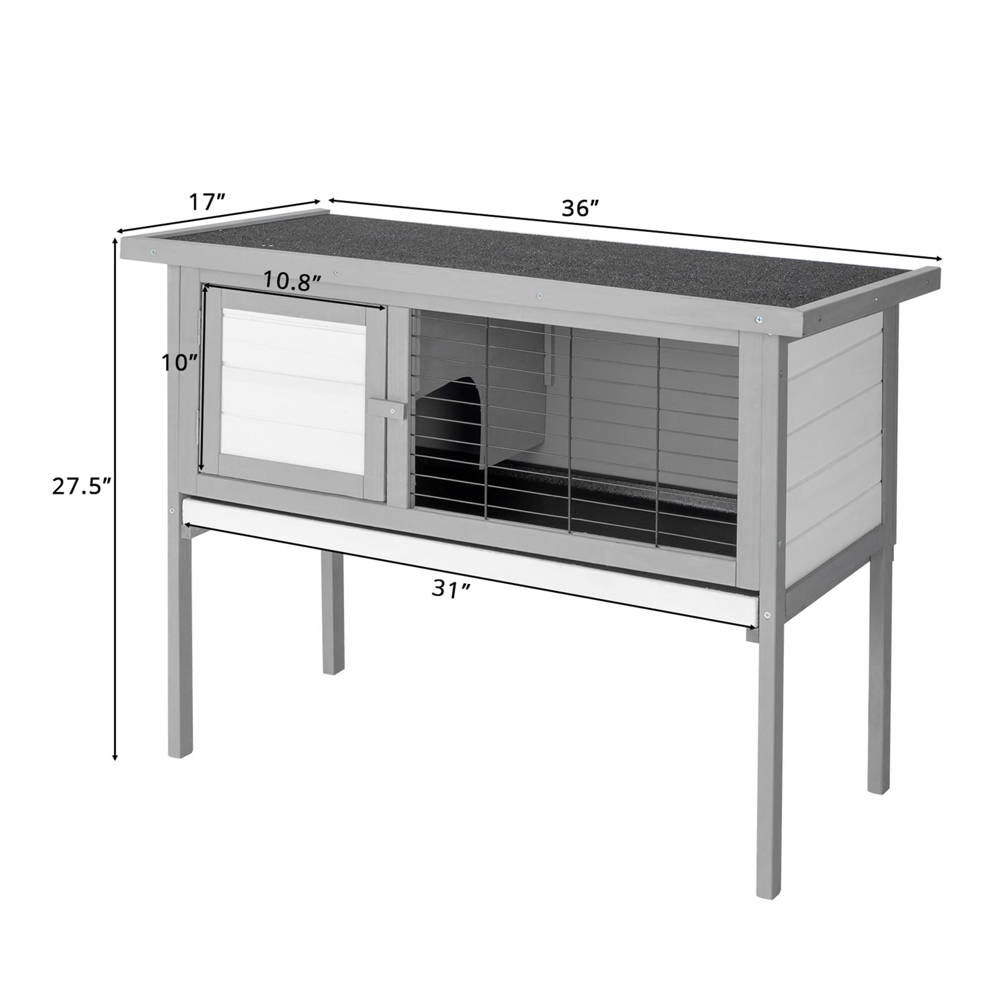 Pefilos 36" Rabbit Hutch for Indoor Wooden Pet Cages Bunny, Guinea Pig House Rabbit Cage, Gray