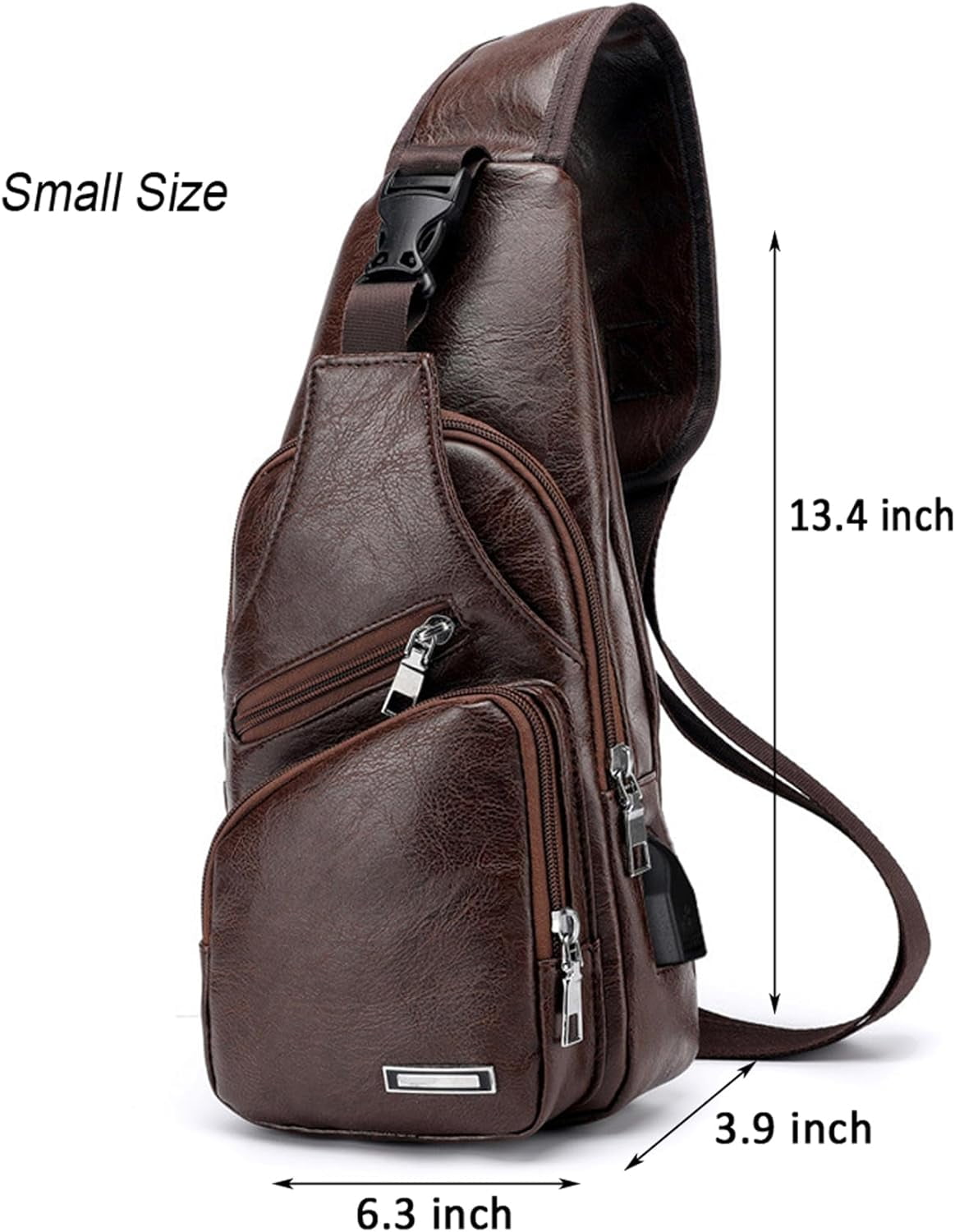 Men's Sling Bag Small Chest Crossbody Shoulder Bag with USB Charging Port