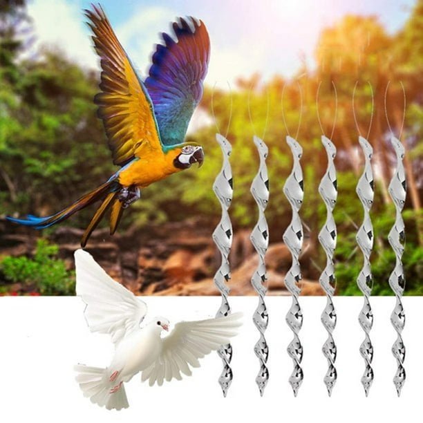 HEJULIK 20 Pcs Bird Repellent Reflectors Scare Rods, Hanging Silver