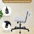 thumbnail image 6 of Home Office Desk Chair with Wheels, Wide Seat Criss Cross Design, Armless Swivel Makeup Vanity Chair, Modern Cross Legged Task Chair for Computer, Home Office & Study, 6 of 7