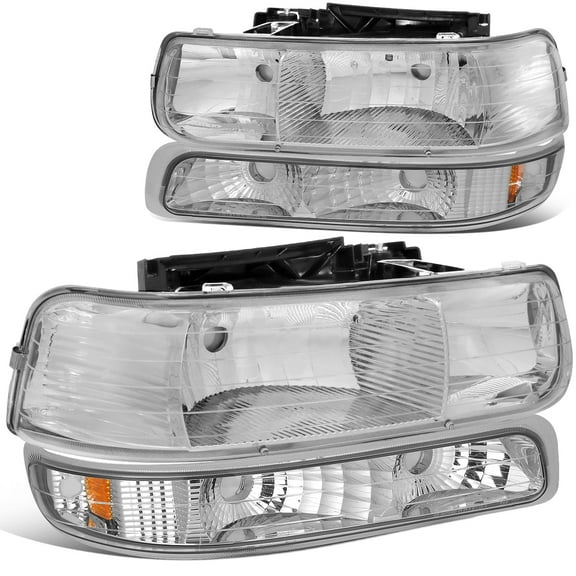 DNA Motoring For 99-02 Silverado 00-06 Suburban Tahoe Headlight Bumper Parking Lamps Chrome Amber