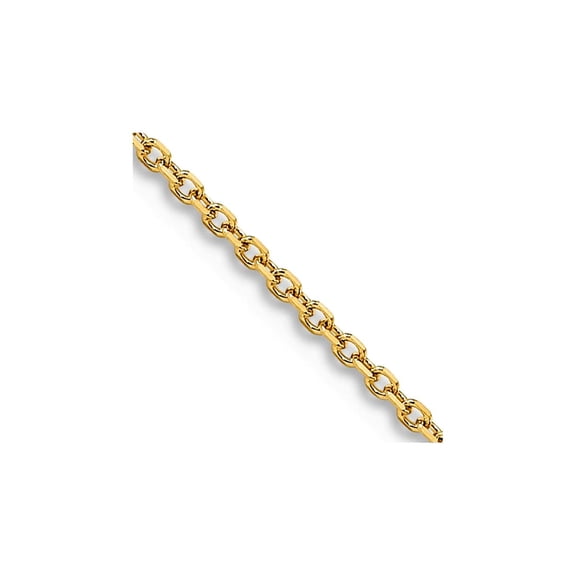 14k Solid Yellow Gold 1.05mm Sparkle-Cut Rolo Chain Necklace 24 Inch Chain Necklace for Women and Men