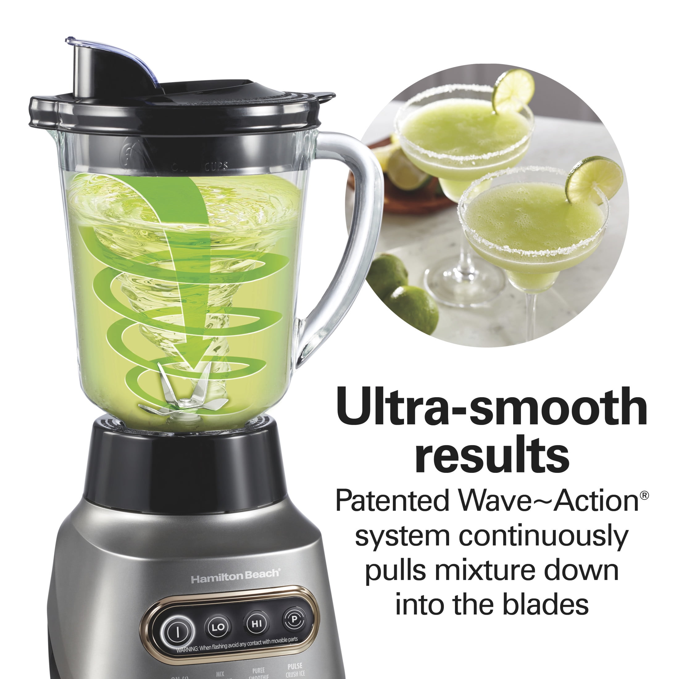 Hamilton Beach Wave Crusher Smoothie Blender for Kitchen, 40 oz Jar for Smoothies and Shakes with 20 oz Travel Jar, Gray
