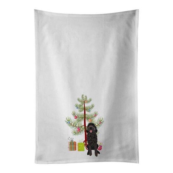 Carolines Treasures WDK3002WTKT 28 x 19 in. Unisex Doodle Black No.1 Christmas White Dish Towels Kitchen Towel - Set of 2