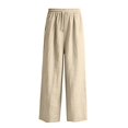 thumbnail image 6 of Men’s Linen Wide Leg Pants Elastic Waist Drawstring | Lightweight Breathable, Loose Fit Full Length Trousers, Big and Tall, Casual Summer Beach Daily Wear, XL, 6 of 7