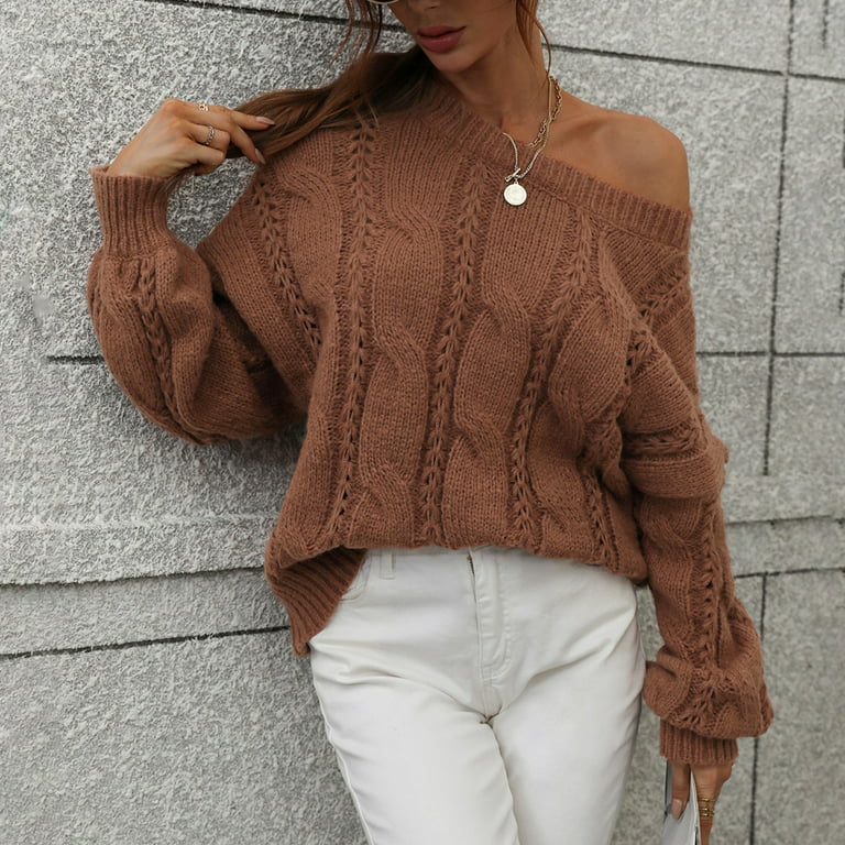 Women's Sweaters, Fall Outfits Turtleneck Sweater Women Winter Outfits  Women's Autumn And Solid Round Neck Long Sleeve Knit Sweater Pullover Color  Neck Pullover Sweater Outfits (S, A-red) TBKOMH 