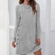 thumbnail image 2 of Moda mujer casual cuello redondo manga larga sólido damas botón mini vestido Fridja  NMB613, 2 of 6