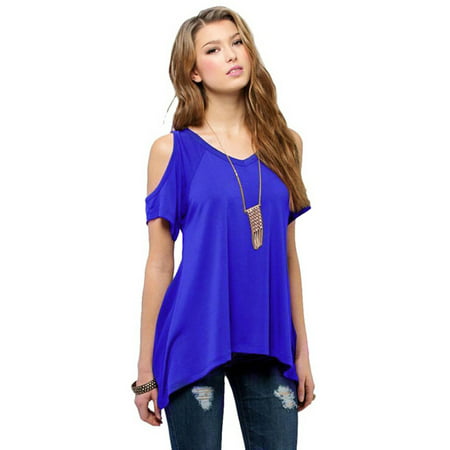 Sexy Summer Tops Short Sleeves for Womens Off Shoulder Pullover Casual Loose T-Shirt