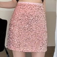 thumbnail image 2 of WTXUE Jupe à Sequins, Jupe Courte Décontractée Ajustée Taille Haute à Sequins pour Femmes, Rose TG, 2 of 4