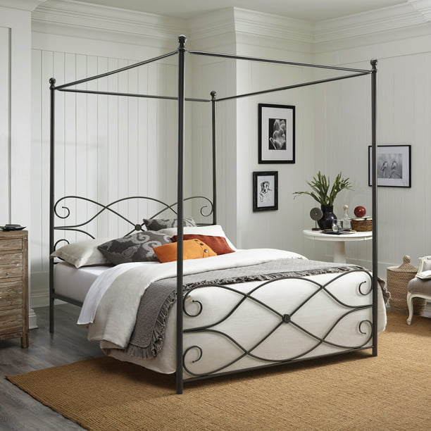 Hilale Furniture Kensie Metal Queen, King Size Wrought Iron Canopy Bed